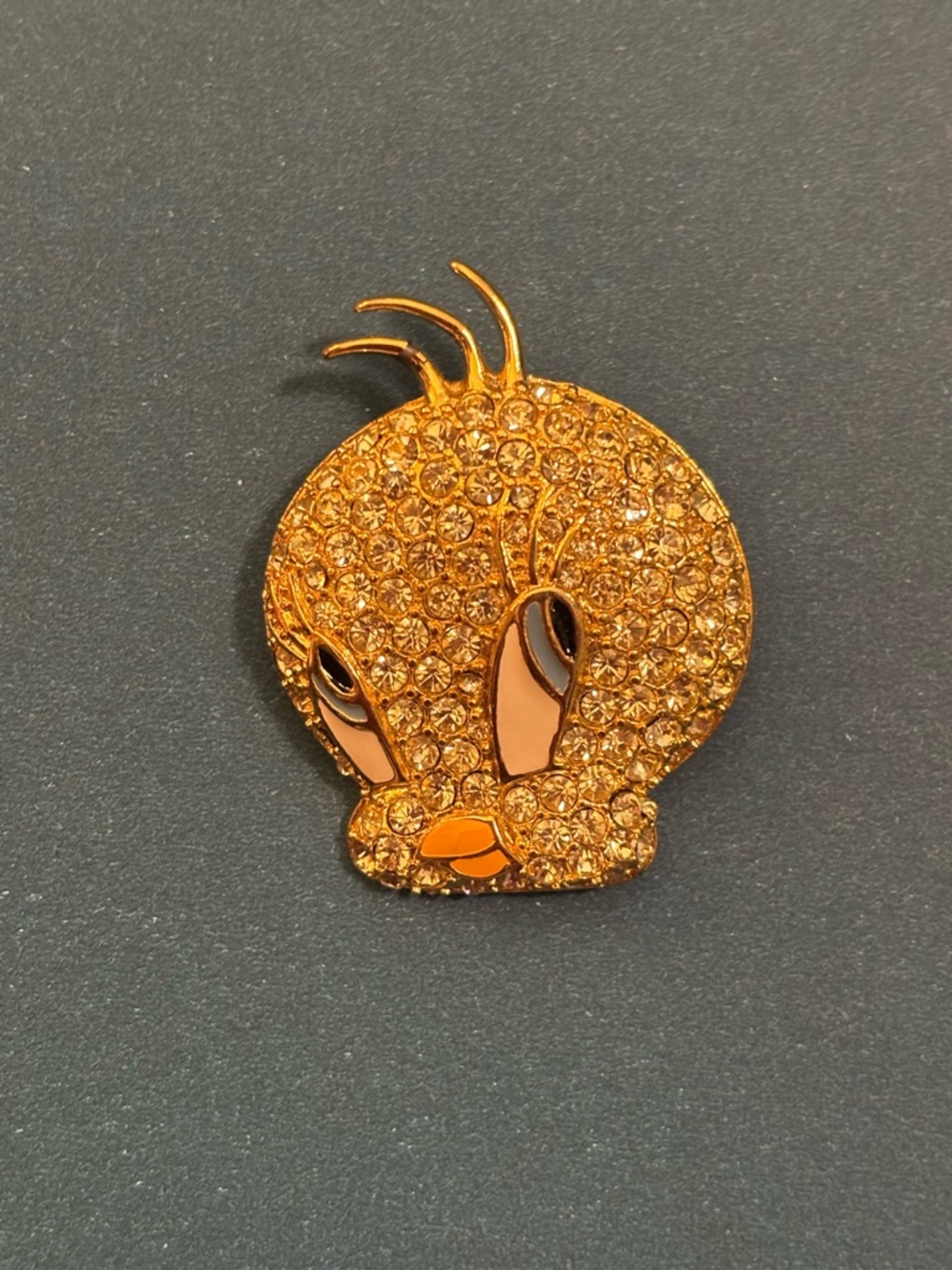 Gold Crystal Tweety Bird Brooch - Tweety Pin